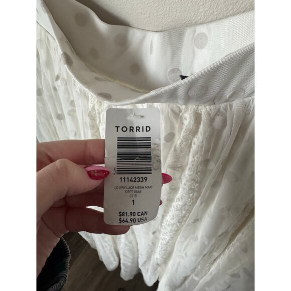 Torrid Maxi Skirt Sz 1 Polka Dot Lace Pull On NWT - Romantic Boho Chic Feminine - Picture 6 of 6